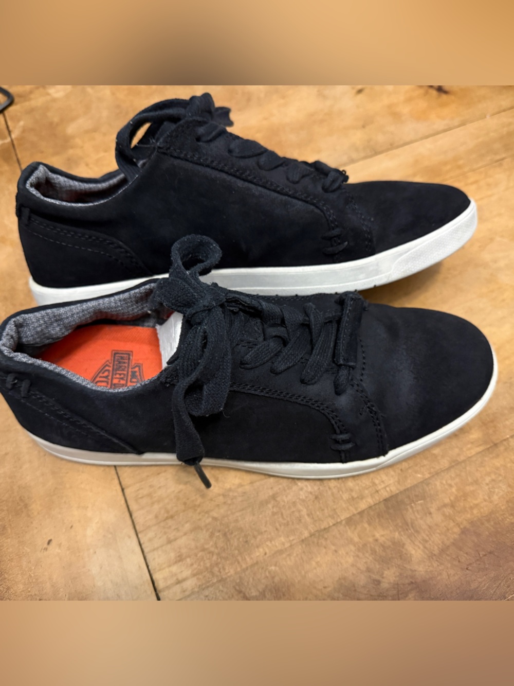 Harley-Davidson Black Suede Lace-Up Low-Profile Sneakers, Men’s sz 8 EUC